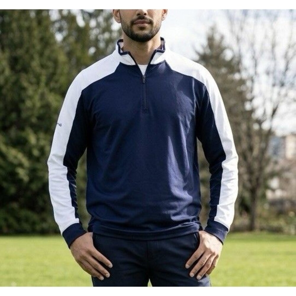 Ping Sensorwarm 1/4 Zip Golf Top Men’s XL Navy White Pullover Thermal Waterproof
